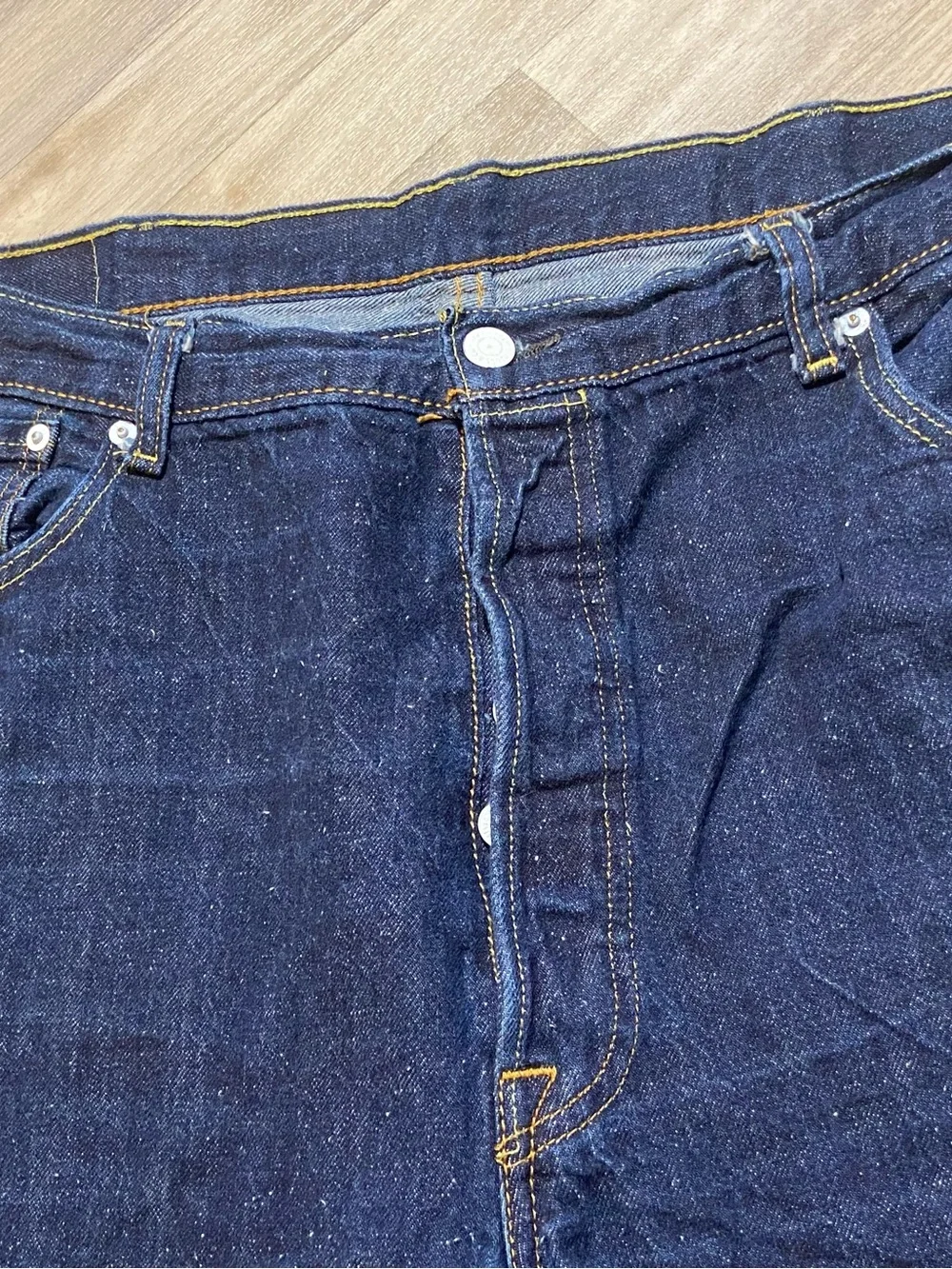 Levi’s 501 Original Shrink To Fit Button Fly Dark Wash Egyptian Cotton 42x32